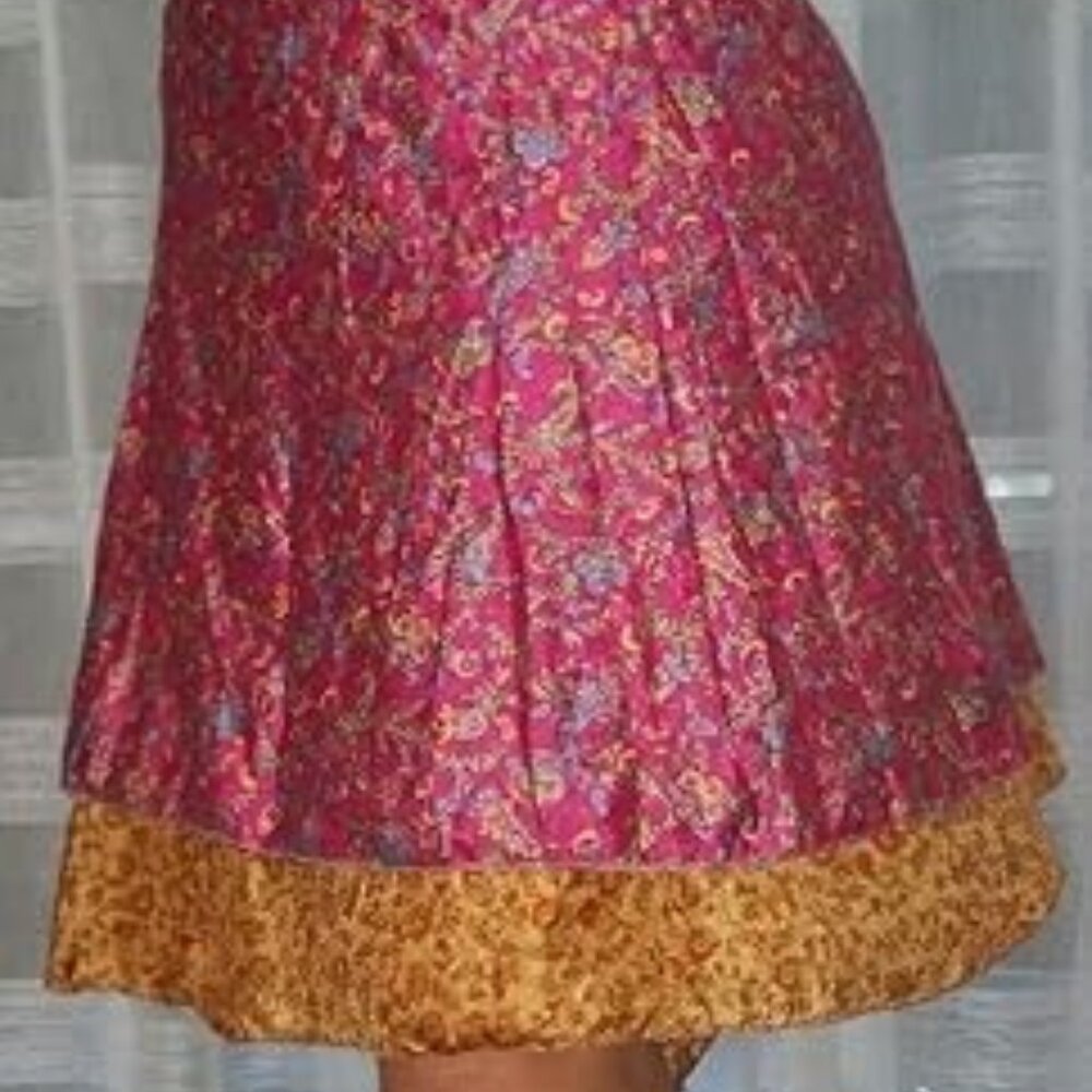 Silk Reversable Skirt (Short Pink/Gold)